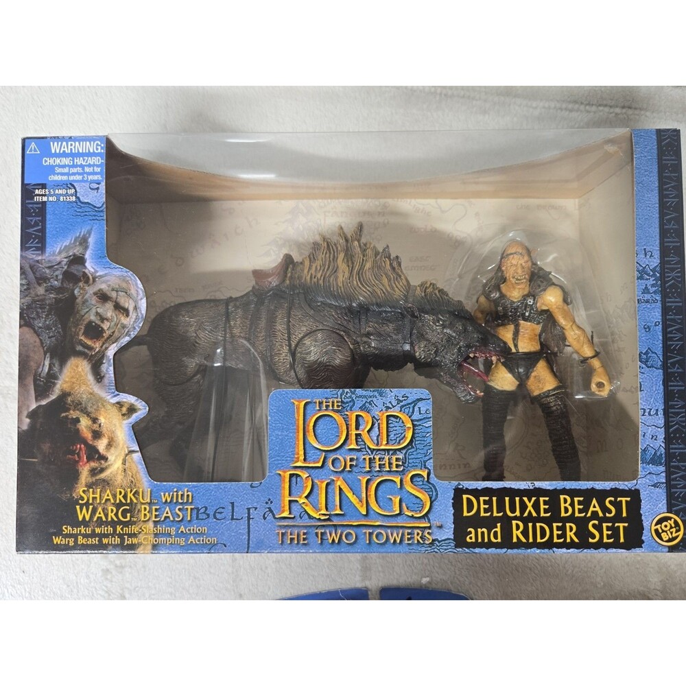 Toy Biz LOTR Two Towers Sharku & Warg Beast Deluxe Beast and Rider Set